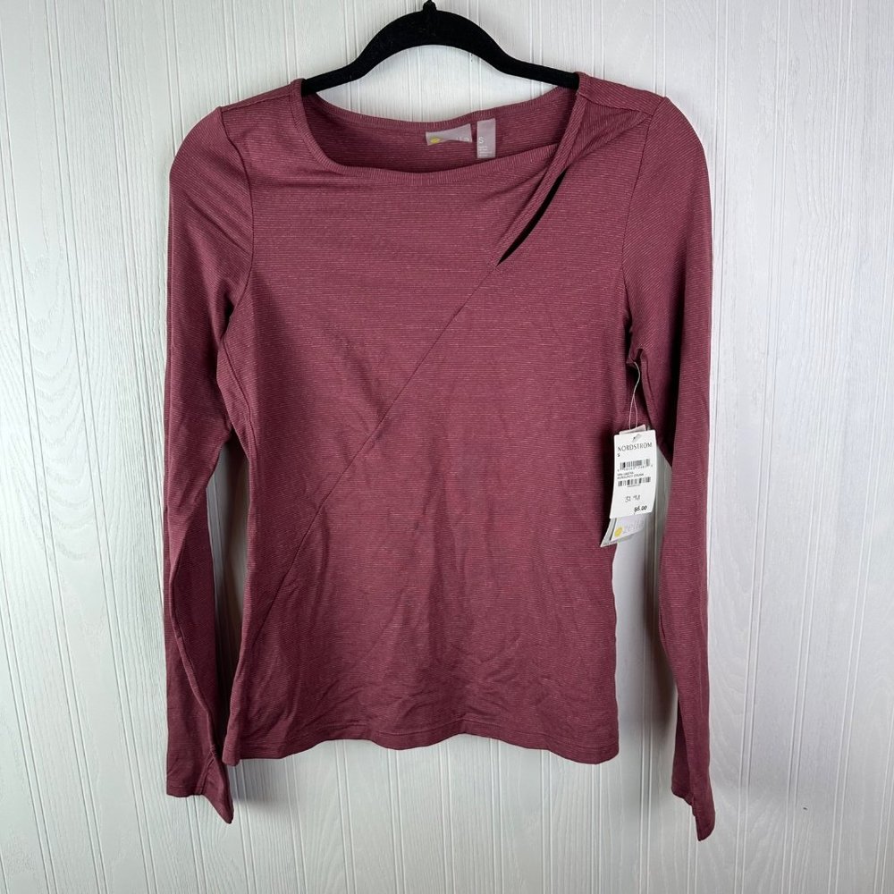 Z by Zella Women's Canyon Long Sleeve Tee in Burgundy Crush Size Small NWT‎